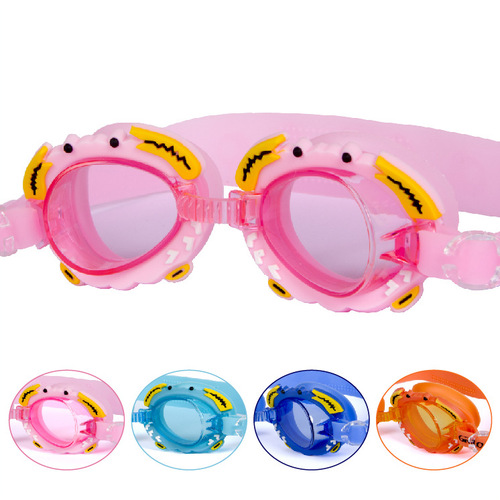 Wholesale Factory Waterproof Anti-Fog Children's Swim Goggles Cute Cartoon Crab Children's Swim Goggles Size for Both Boys and Girls