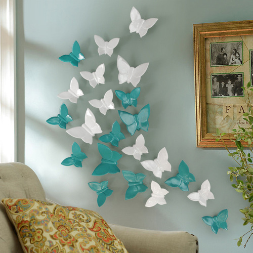 Cross-border wholesale resin simple three-dimensional butterfly TV background wall soft decoration wall decoration hotel wall decoration wall decoration