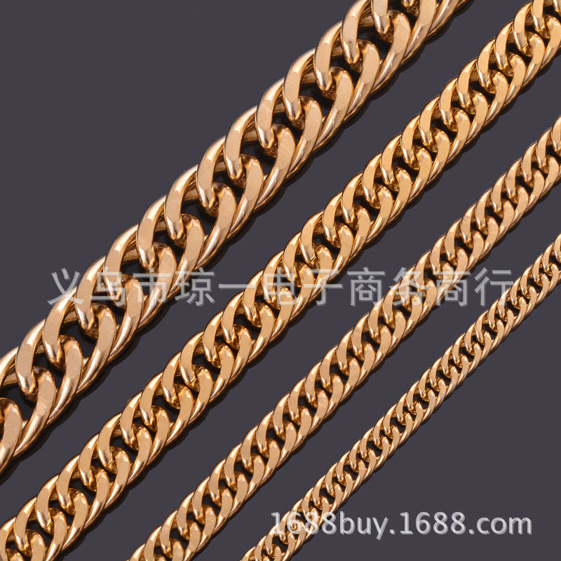 Supply stainless steel European and American fashion personality keel chain men's jewelry clavicle chain double chain gold necklace