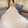 The new winter Korean word shoulder shoulders waist long tailed thin lace wedding dress Palace
