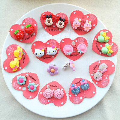 独立包装儿童耳夹无耳洞耳夹卡通可爱宝宝假耳钉淘宝热卖1对装