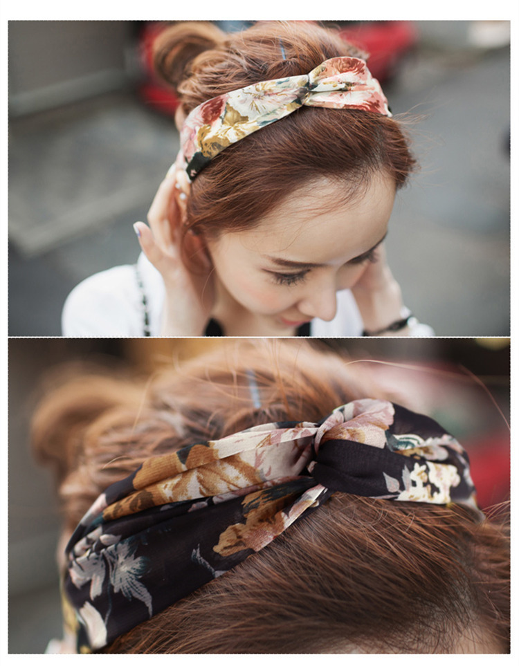 Fashion New Korean Chiffon Floral Sunscreen Headband Hair Accessories  Wholesale display picture 1