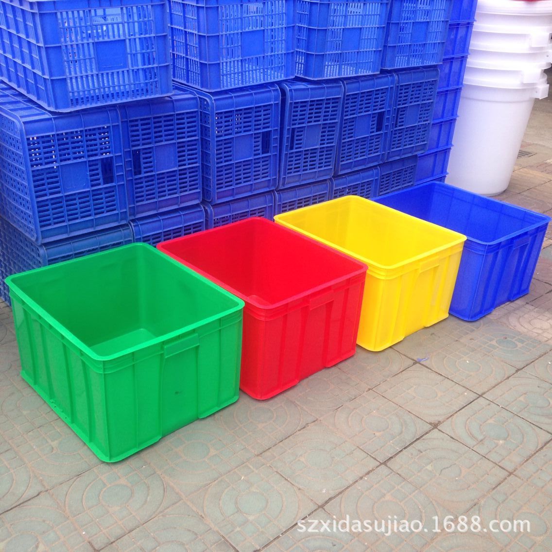 塑料周转箱 塑料箱可配盖 蓝色蚯蚓养殖箱货架物料箱周转盒胶箱-阿里巴巴