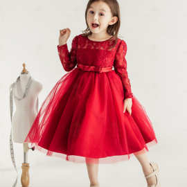 跨境厂价直供品牌山雀和熊童裙2021欧美女童礼服裙演出公主童裙