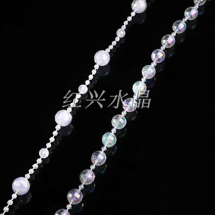 红兴水晶 七彩亚克力水晶珠帘32切面珠玄关门帘隔断 欧式成品批发