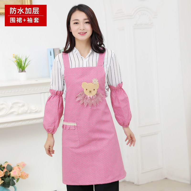 Liquidación Corea moda delantal impermeable de las mujeres manga leche té tienda cocina restaurante flor tienda TRABAJO ROPA logotipo personalizado logotipo