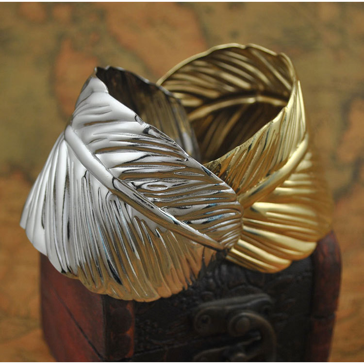 1 Piece Punk Leaves Alloy Plating Womenu0027S Bangle