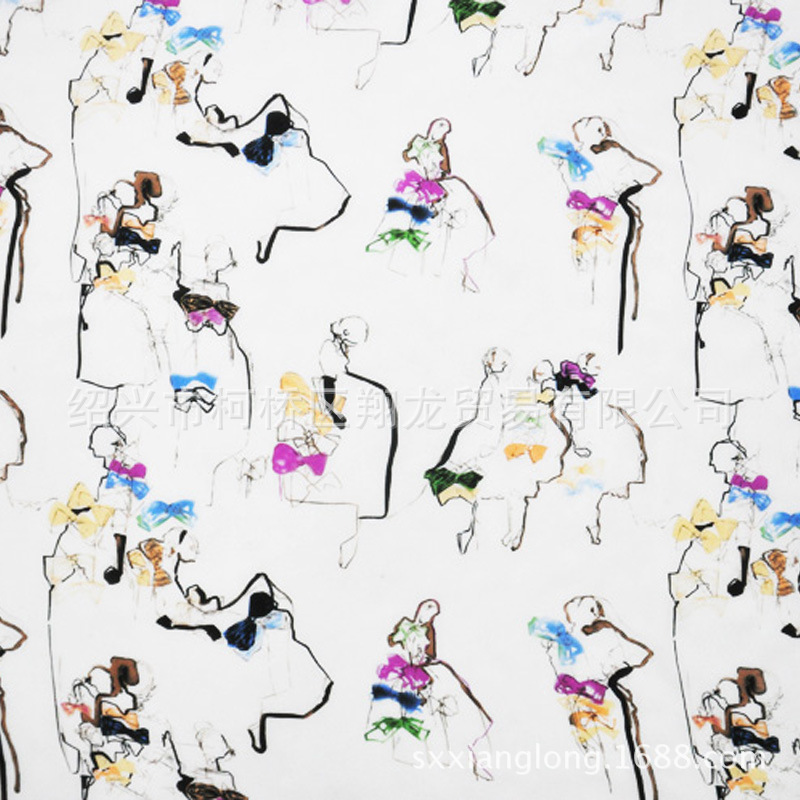 【翔龙印花 XL752】抽象婚礼的祝福婚纱印花飘逸女装雪纺面料