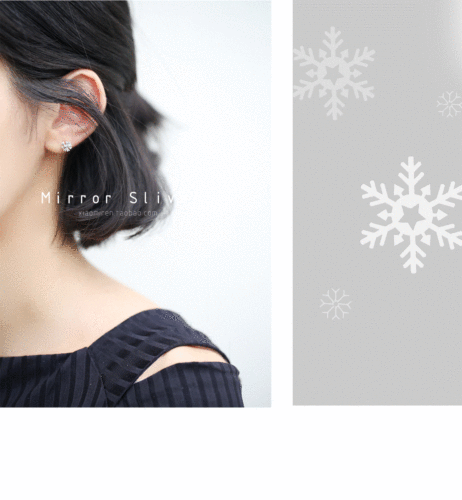 S925 sterling silver earrings, snowflake zircon diamond earrings, Korean fashion sterling silver jewelry, versatile