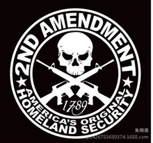 外贸2ND AMENDMENT骷髅头车贴 军事枪械管制修正法案车贴纸