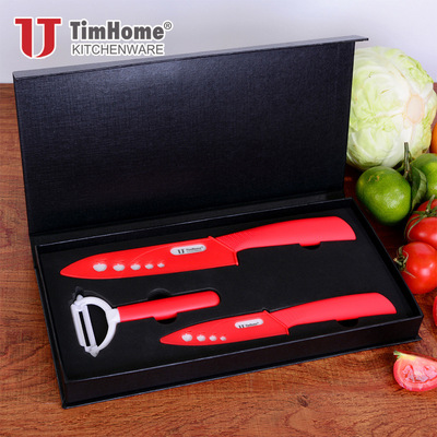 厂家EVA礼盒陶瓷刀三件套 4/6寸陶瓷水果刀陶瓷削皮刀|ru