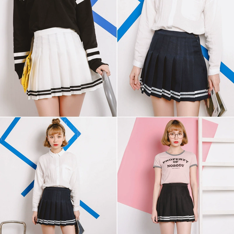 2022 Лето Новое поступление в Корейском стиле AA Плиссированная юбка с высокой талией Юбка в студенческом стиле Юбка Плиссированная юбка