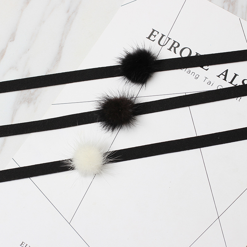 4g Weight Necklace Classification Wedding, Travel Occasion Women'S Gender Plating Design Coffee, Grey, White, Black Color Fashion Velvet Rabbit Bandage Necklace 3