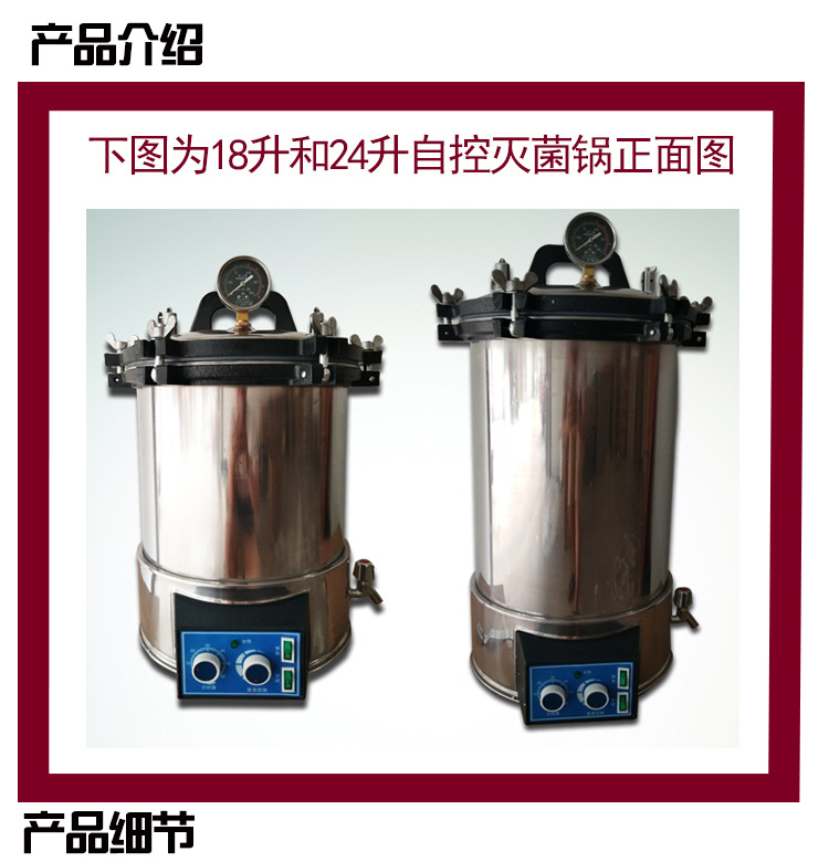 实验室高压灭菌锅18L24L蒸汽消毒锅灭菌器防干烧医用耐高温