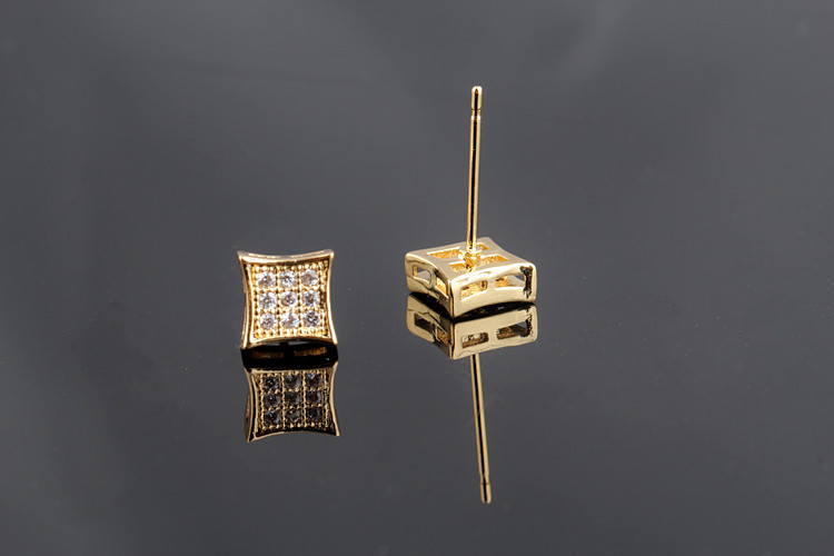1 Pair Casual Simple Style Square Plating Inlay Copper Zircon 18k Gold Plated White Gold Plated Ear Studs display picture 4