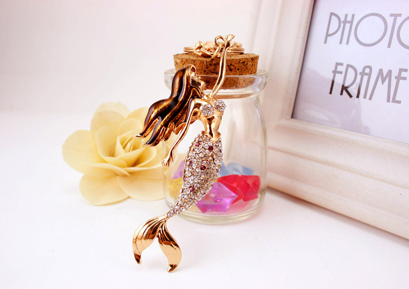 Korean Creative Cute Diamond Mermaid Rhinestone  Keychain display picture 7