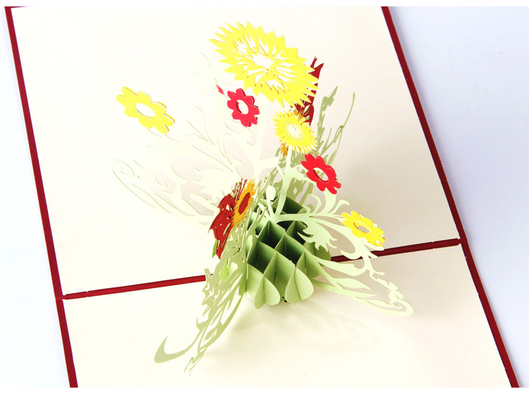 Three-dimensional Creative Sun Flower Handmade Paper Carving Hollow Thank You Card display picture 3