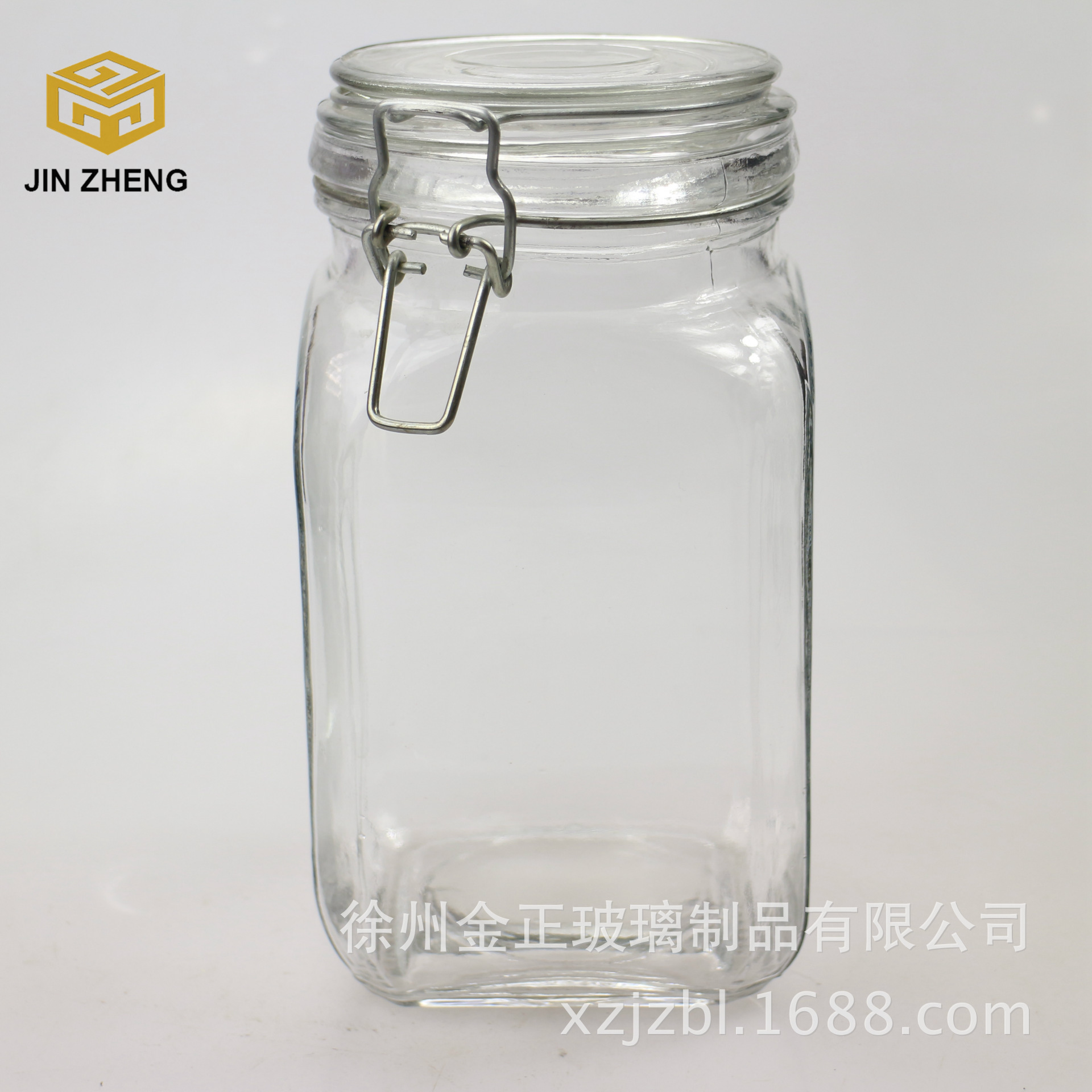 1250ml四棱铁扣瓶配彩色硅胶圈定制logo可喷色烫金蒙砂展示罐