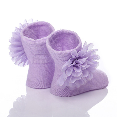 Newborn socks cotton socks baby socks chiffon flowers baby flowers 0-6-12 girls socks full moon gift socks wz001