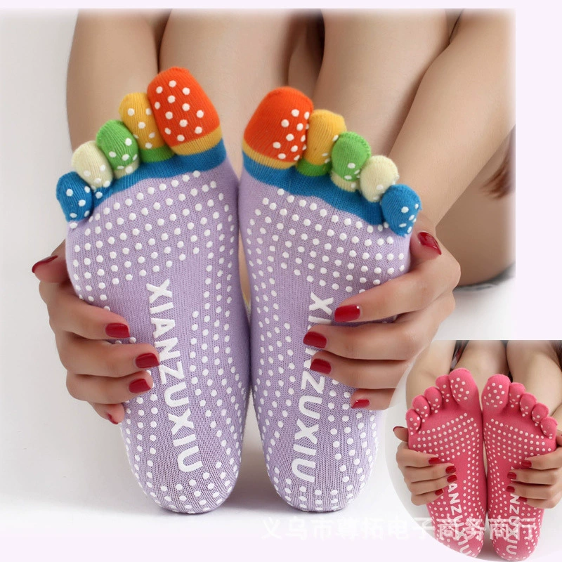 Non-slip colored demi-season yoga clothing for yoga, socks, wholesale, mid-length, Birthday gift