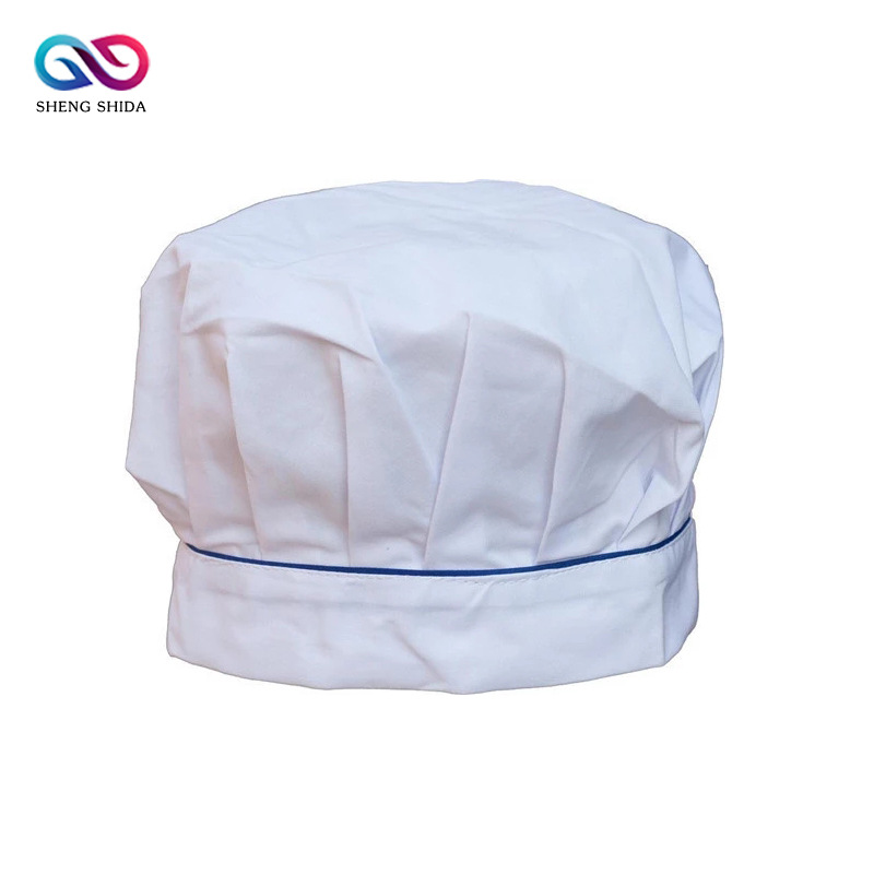 全工艺涤平蓝边厨师帽 大量生产 自产自销 可根据要求来样订做|ms