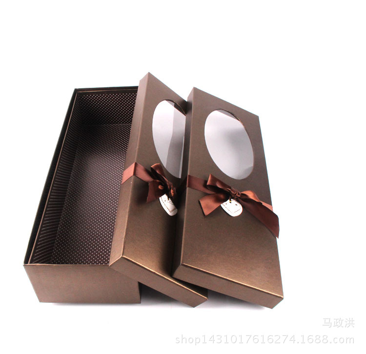 现货精美礼品空盒蝴蝶结长方形鲜花盒开窗两件套 厂家发货 可logo