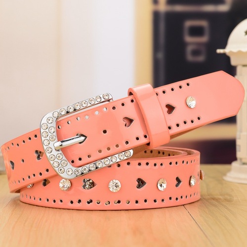 Candy Color Fashion Decorative Thin Belt Women's Korean Version Belt Women's Rhinestone Heart Belt