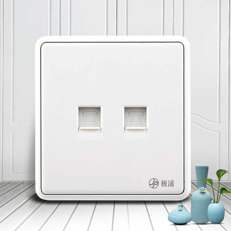 加盟代理 极浦86雅点白二位电话墙壁插座开关面板 弱电 现货供应