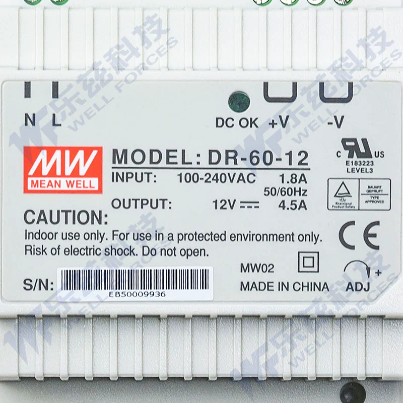 DR-60-12 Taiwan Mingwei 60W12V guide power source 4.5A DC stabilization industrial control PLC sensor