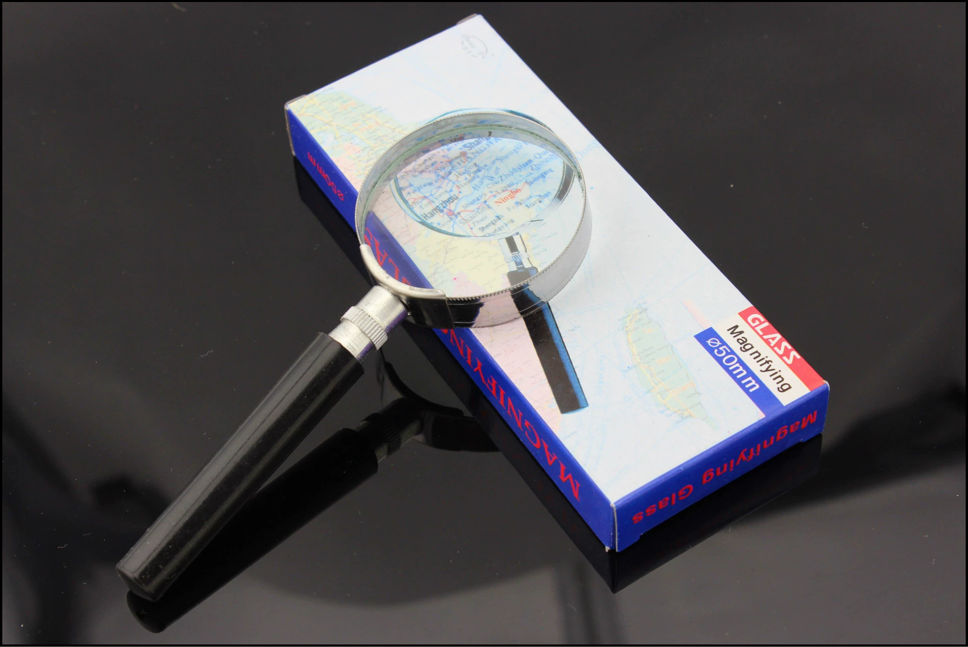 Заводская цена поставки полуметалла 50 мм Ручная Лупа дети обучают увеличительное стекло