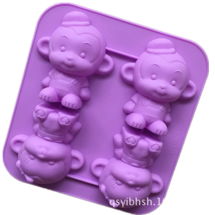 Новый DIY силиконовый пресс 4-одиночный обезьянный торт форма ручная мыловарня формы выпечки желе пудинг mold креативный