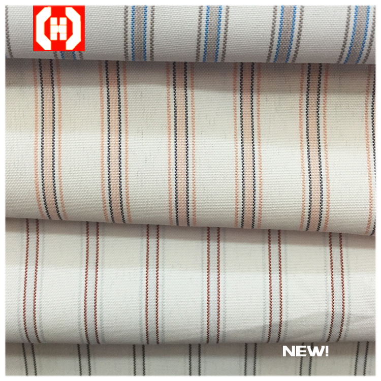 厂家直销现货供应涤棉条纹衬衫短袖夏装裙窗帘沙发里工业用布