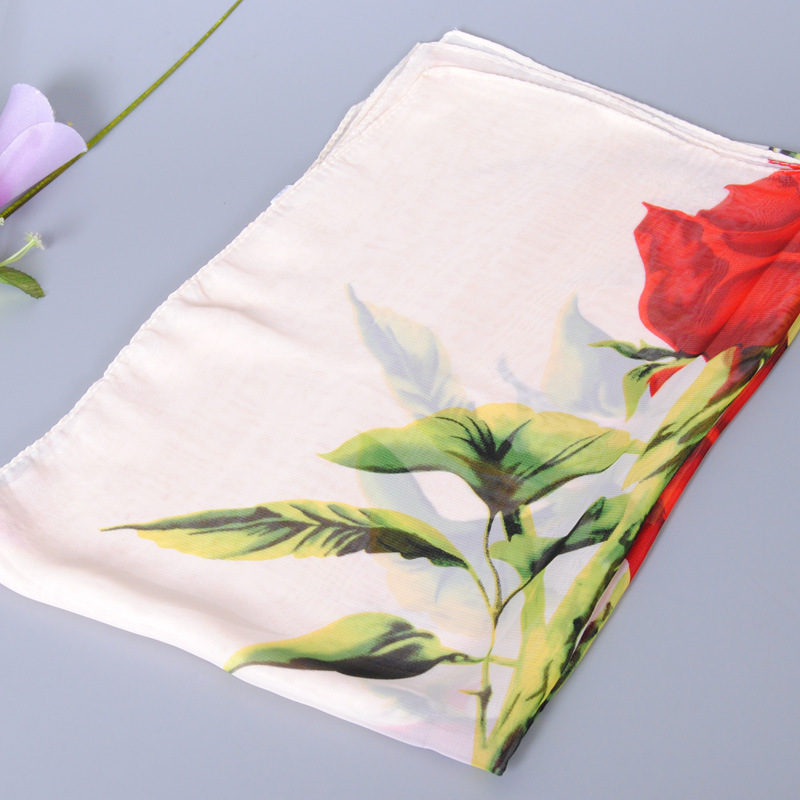 4#米色 (2) -玫瑰花丝巾 雪纺丝巾