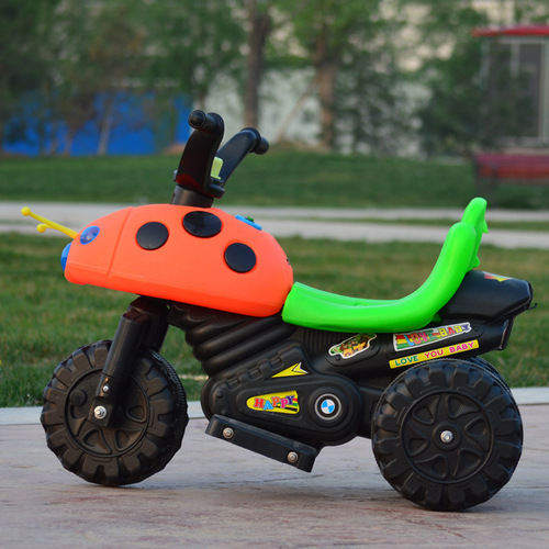 Child's Beetle Electric Motorcycle Trike Can Sit Electric Scooter Nine-Light Charging Ladybug Large Toy Gift Car