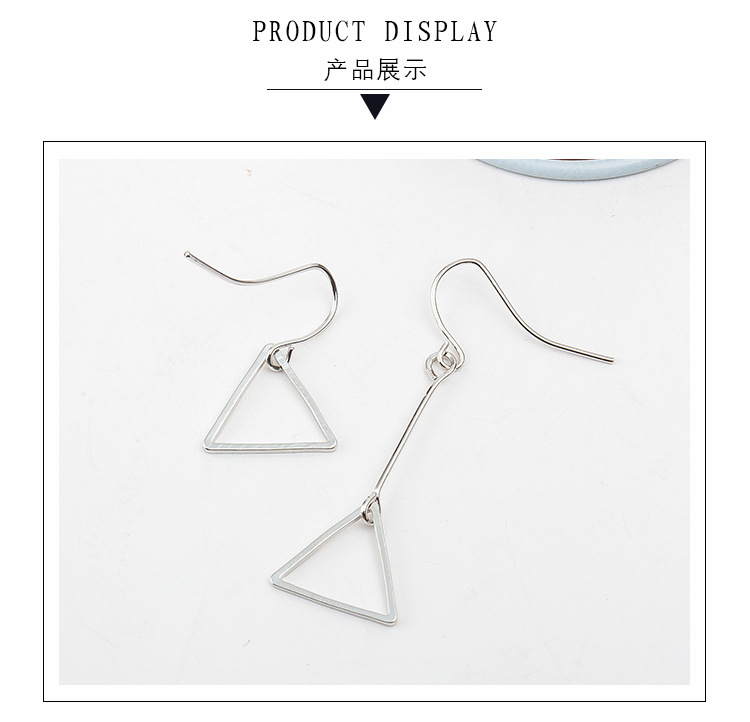Minimal Geometric Openwork Round Triangle Asymmetric Earrings display picture 11