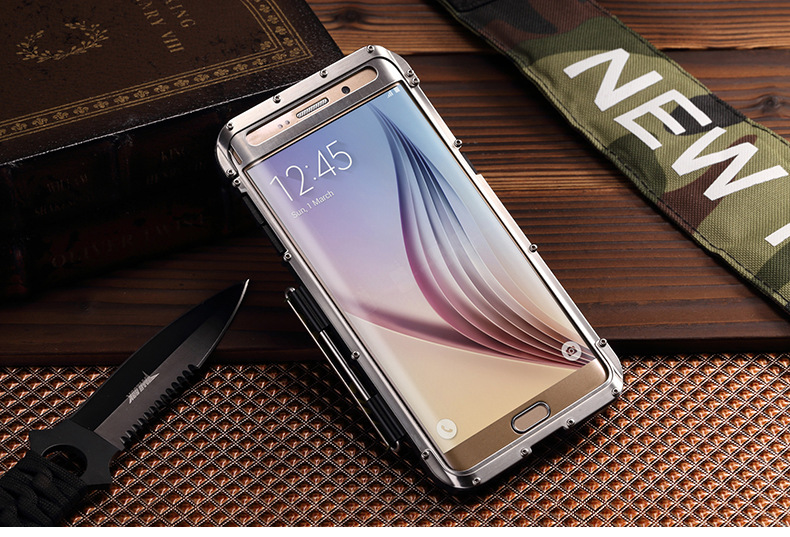 Armor King Iron Man Luxury Shockproof Stainless Steel Aluminum Metal Flip Case Cover for Samsung Galaxy S6 Edge Plus G9280