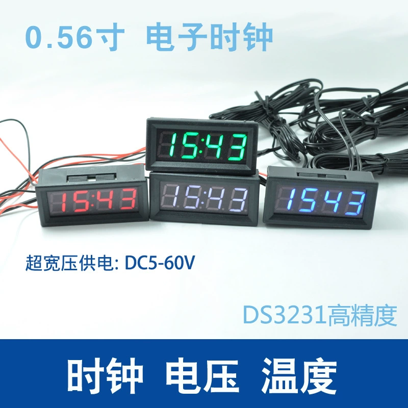 Цифровая трубка светящиеся автомобильные часы температура напряжение LED 12 В/24 В DIY Автомобильный электронный счетчик модуль часов