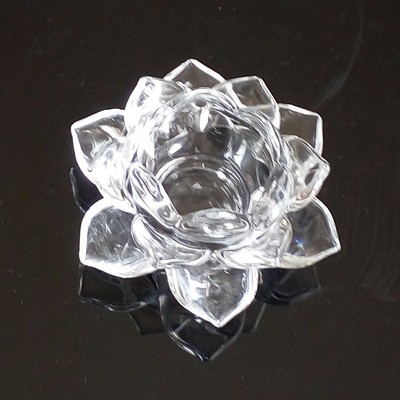高白料水晶玻璃蓮花燭台 佛教蠟台 婚慶慶典彩色玻璃燭台擺件批發