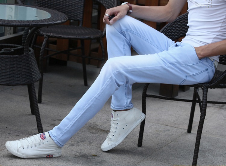 Jeans slim blu elasticizzati da uomo pantaloni a sigaretta_voghion.com