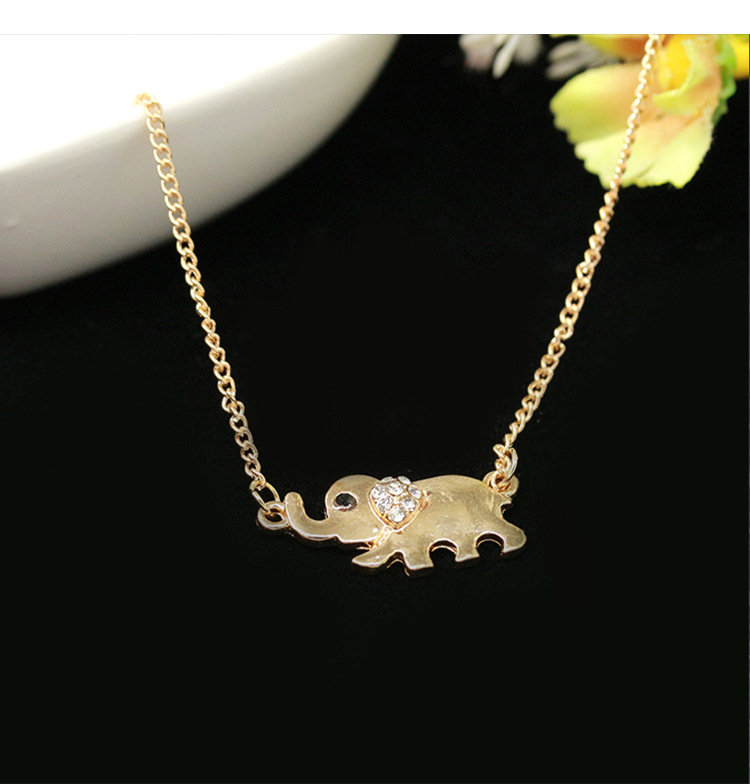 Elephant Elephant Elephant Pendant Necklace With Crystal Inlay display picture 3