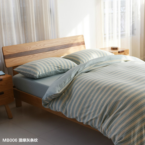 Liangpin classic cotton Tianzhu four-piece bedding set, fitted sheets and sheets, all cotton colored spun