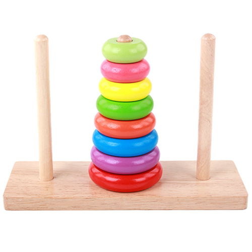 Wooden toy Tower of Hanoi p.39 rainbow Jenga ring matching building blocks children's educational toys