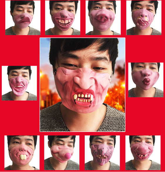 Máscara de Halloween látex niños adultos media máscara/bar bola divertido labio rojo máscara chupete