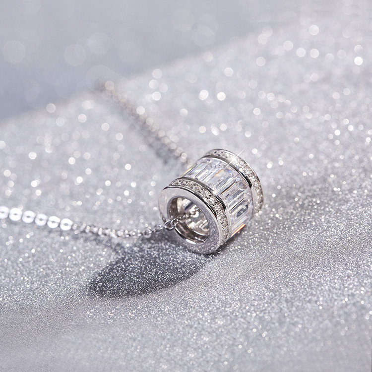 s925 sterling silver necklace wholesale temperament cylindrical diamond necklace Korean sterling silver jewelry