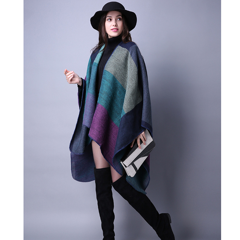 Women's Retro Lattice Imitation Cashmere Sewing Shawls display picture 14