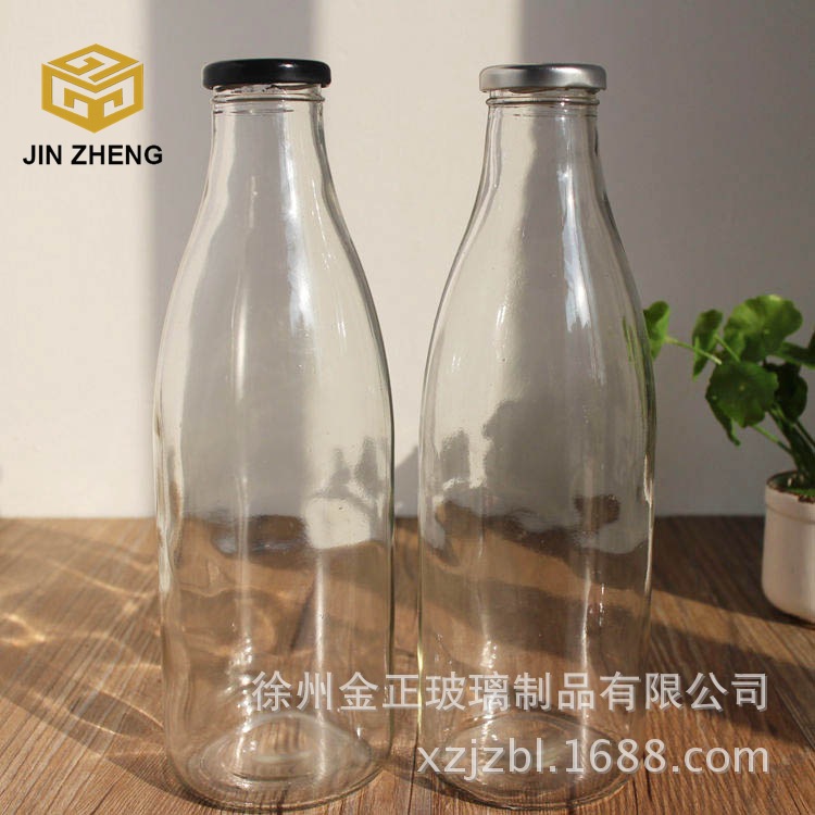 大容量透明玻璃饮料瓶 1000毫升轻料玻璃奶瓶   厂家供应