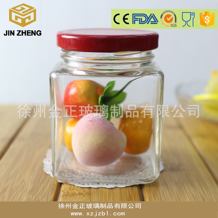 200ml半斤装密封无铅四方马口铁盖酱菜腐乳蜂蜜果酱瓶透明玻璃瓶