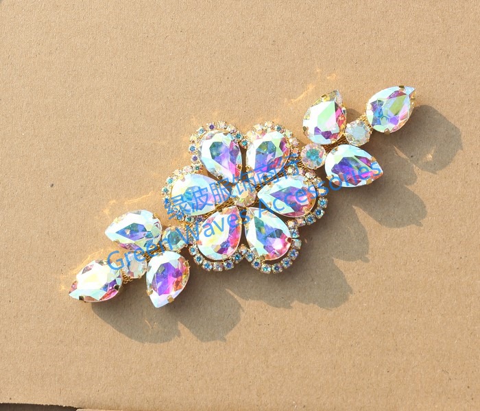 AB彩色水晶玻璃钻饰手缝衣服花朵饰品DIY礼服裙子肚皮舞服装饰钻