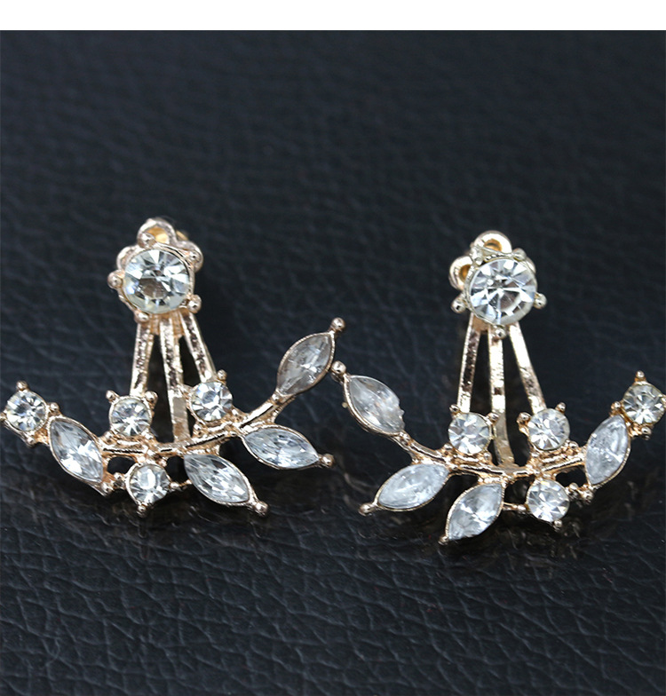 Europäische Und Amerikanische Hot Sale Ohrringe Ohrringe Diamant Kristall Blatt Ohrringe Äste Zurück Hängende Zirkon Ohrringe Blatt Ohrringe Frauen display picture 6