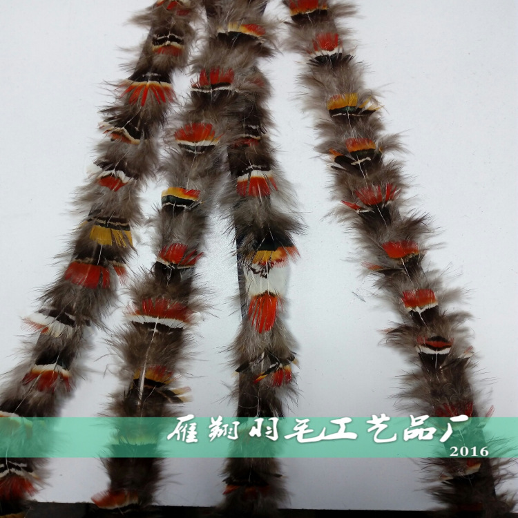 Copper Chicken Red Head Feather Tape Feather ornament Arts and Crafts Various Specifications Feather Cloth machining customized